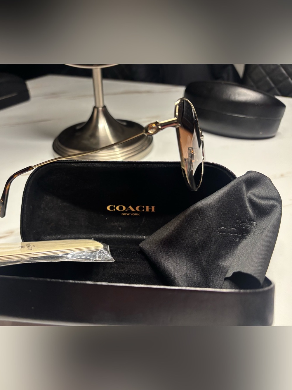 COACH Women's Round Gradient Tan/Brown Sunglasses - Picture 2 of 5